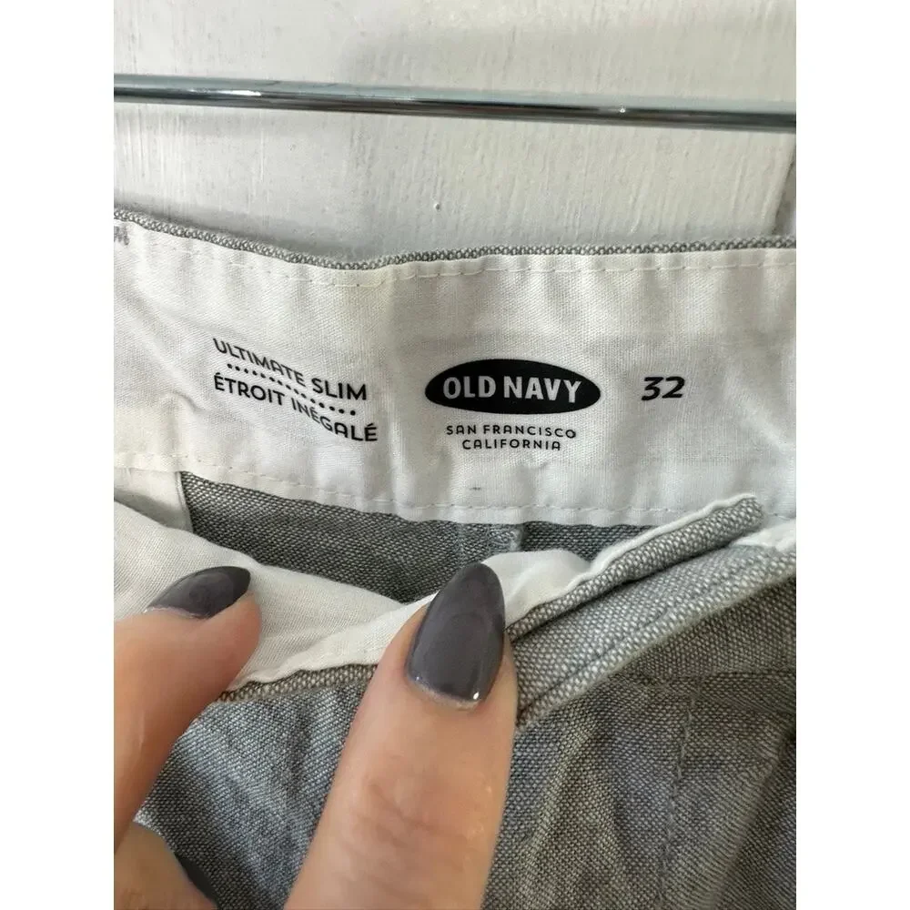 Old Navy Gray Ultimate Slim Flat Front 10